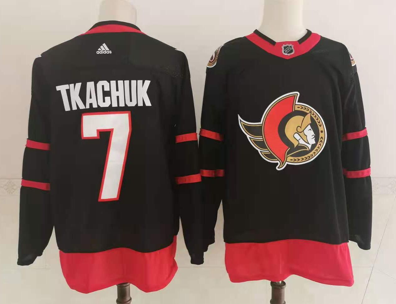 Cheap Ottawa Senators 7 Tkachuk Men Adidas 2020 black NHL Jersey